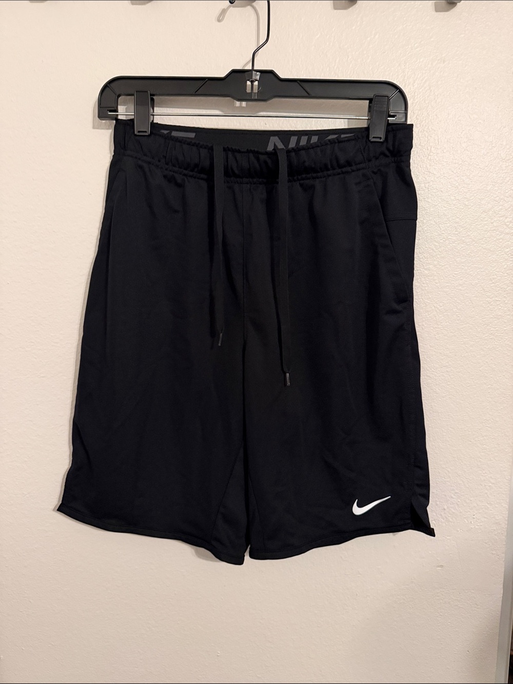 Nike Men’s Black Athletic Shorts with White Swoosh